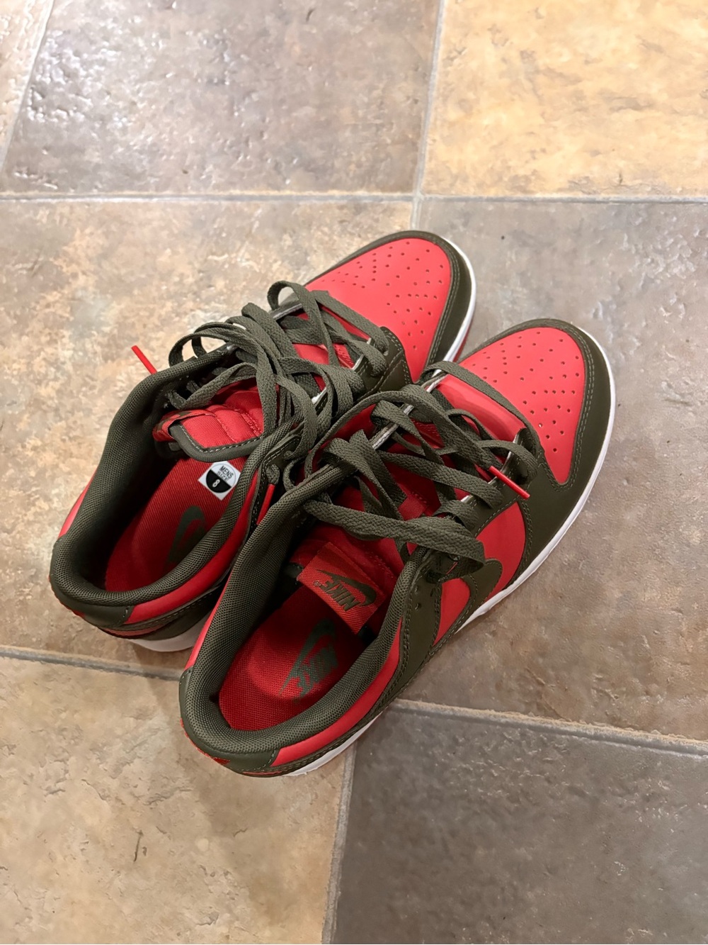Nike Men's Low-Top Sneakers in Red and Olive